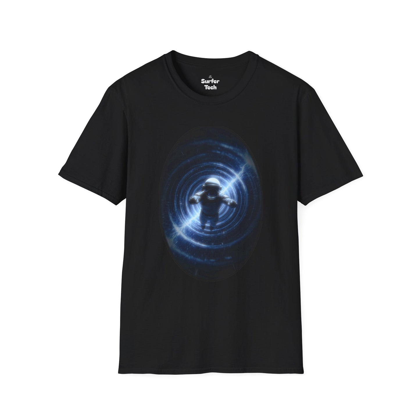 Cosmic Wormhole Surfer: Neon Vortex Graphic Tee