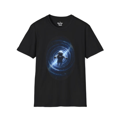 Cosmic Wormhole Surfer: Neon Vortex Graphic Tee