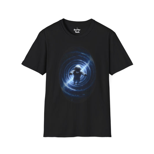 Cosmic Wormhole Surfer: Neon Vortex Graphic Tee