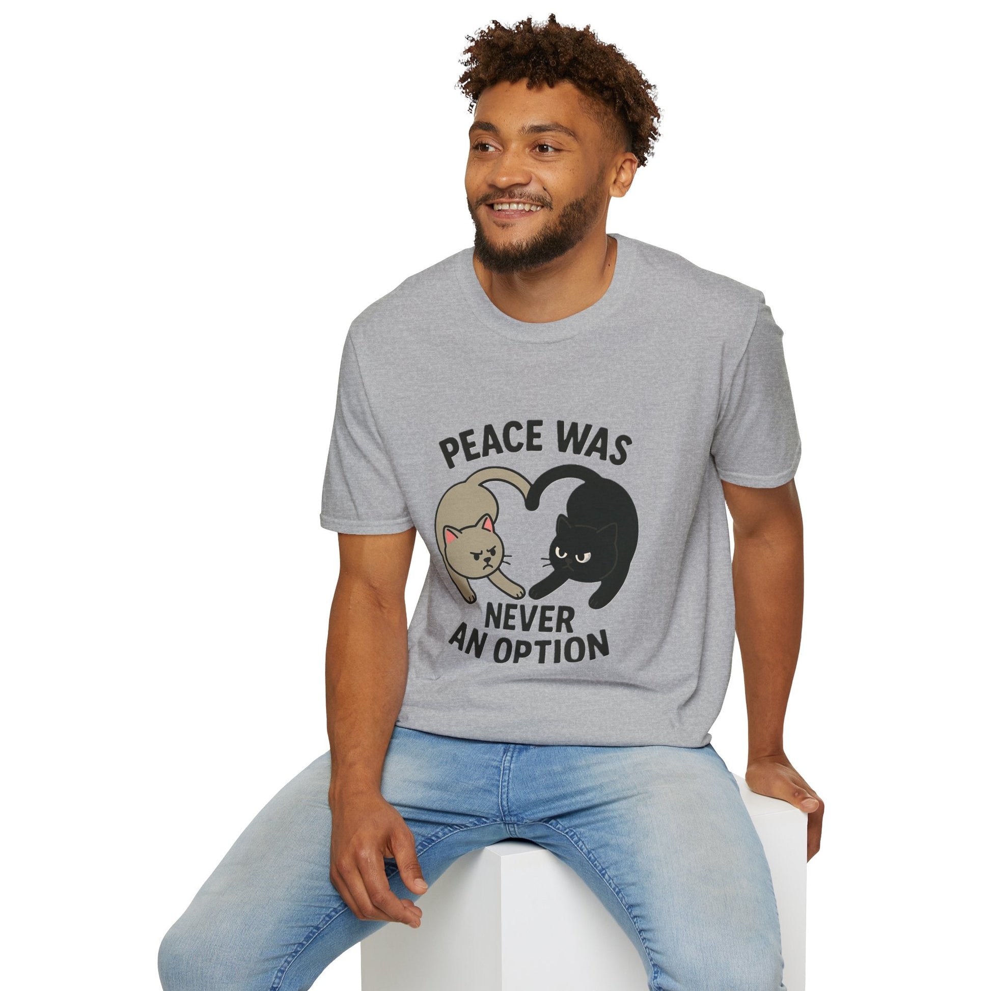 Cat Conflict T-Shirt, Funny Cat Tee, Pet Lover Gift, Unisex Humor Shirt, Cute Animal Apparel Printify