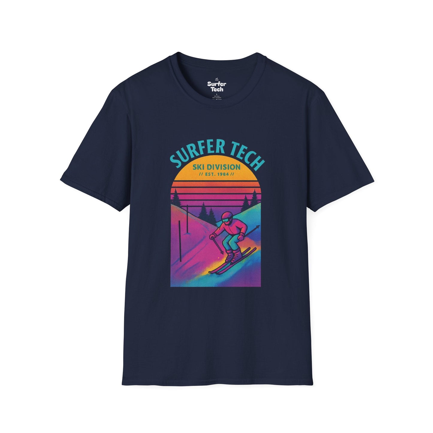 Retro 80s Ski Slope Vaporwave Softstyle T-Shirt Printify