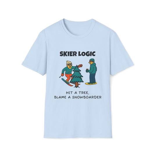 Funny Skier Logic T-Shirt, Humorous Christmas Gift, Skiing Apparel, Unisex Tee, Winter Sports Humor