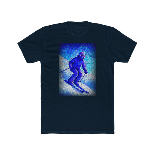 Skiing Adventure Mosaic Print Tee - Unisex Cotton Crew, Ski Lover, Winter Sports Apparel, Cozy Casual Wear, Outdoorsy Vibes