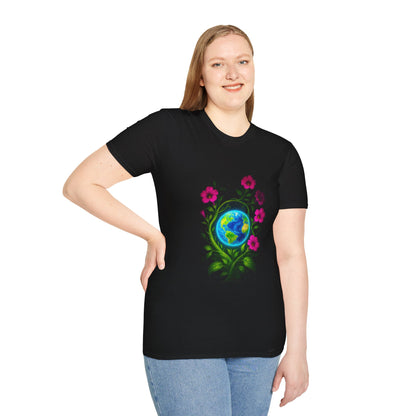 Floral Earth T-Shirt | Bohemian Style Tee, Unisex Gift, Nature Lover Apparel, Earth Day Celebration, Comfortable Everyday Wear